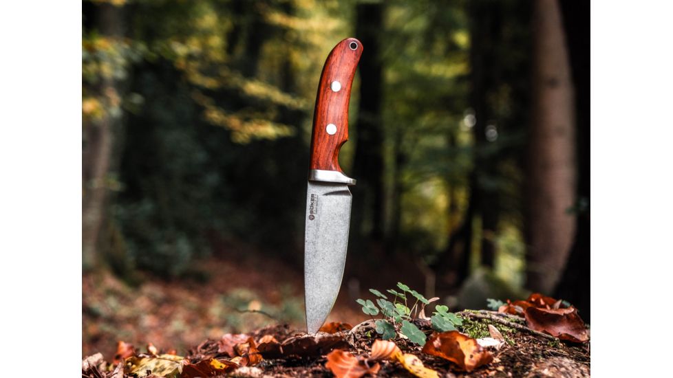 Boker Savannah Cocobolo Fixed Blade Knife, 4.6in, N690, Cocobolo Wood, Uncoated, Brown, 120320