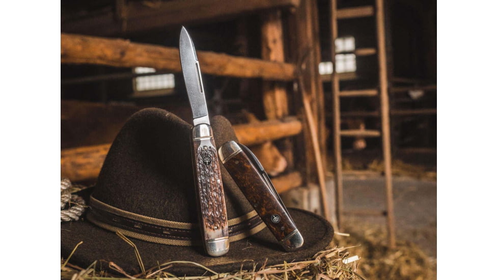 Boker Solingen Cattle Bone Folding Knife, 3.23in, N690, Bone, Nickel Silver Brown Handle, 112910