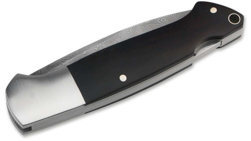 Boker Solingen Davis Classic Hunter Folding Knife, 3.39in, Damascus, Grenadill Wood Brown Handle, 116624DAM