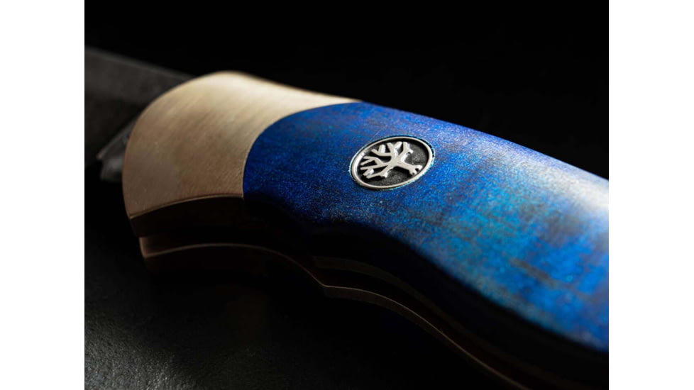 Boker Solingen Scout Solingen Folding Knife, 2.83in, C75, Brass, Chestnut Wood Blue Handle, 112099