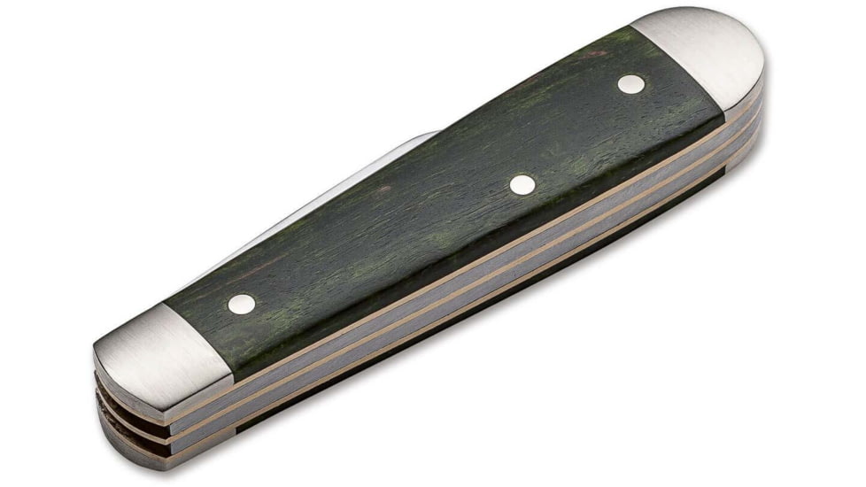 Boker Solingen Swell-End Jack Folding Knife, 2.64in, N690, Curly Birch Wood, Nickel Silver Green Handle, 112916