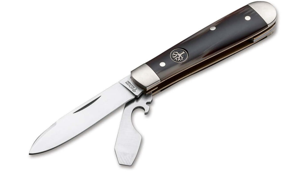 Boker Solingen Swell-End Jack Folding Knife, 2.64in, N690, Nickel Silver, Synthetic Horn Brown Handle, 111916