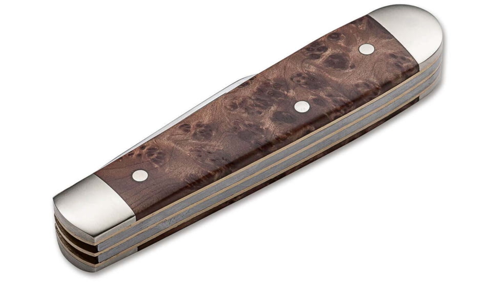 Boker Solingen Swell-End Jack Folding Knife, 2.64in, N690, Nickel Silver, Thuja Wood Brown Handle, 110916