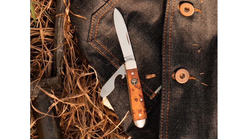 Boker Solingen Swell-End Jack Folding Knife, 2.64in, N690, Nickel Silver, Thuja Wood Brown Handle, 110916