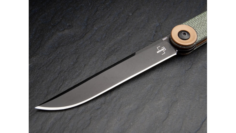 Boker USA Boker Plus Kaizen Green Canvas Micarta Pocket Knife, 3.11 in, D2, Folding Blade, Micarta Handle, 01BO391