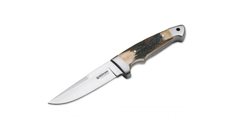 Boker USA Boker Vollintegral 2.0 Stag Fixed Blade Knife,4.6in 440C Steel Blade,Stag Brown Handle 121586