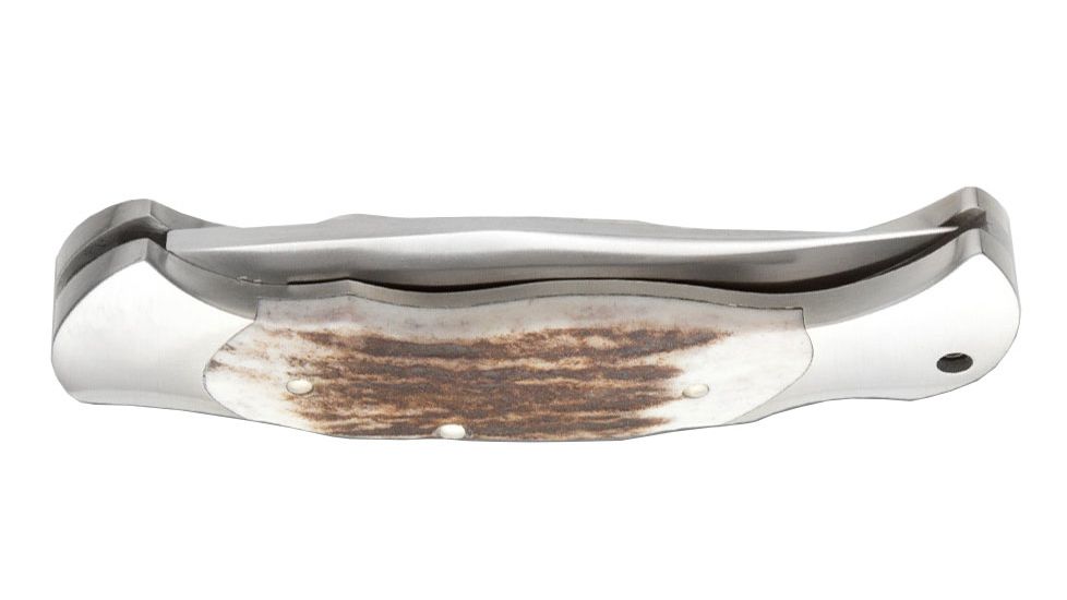 Boker USA Stag Lock Blade Folding Knife, 3 1/8in 440C SS Blade, Silver, 112004ST