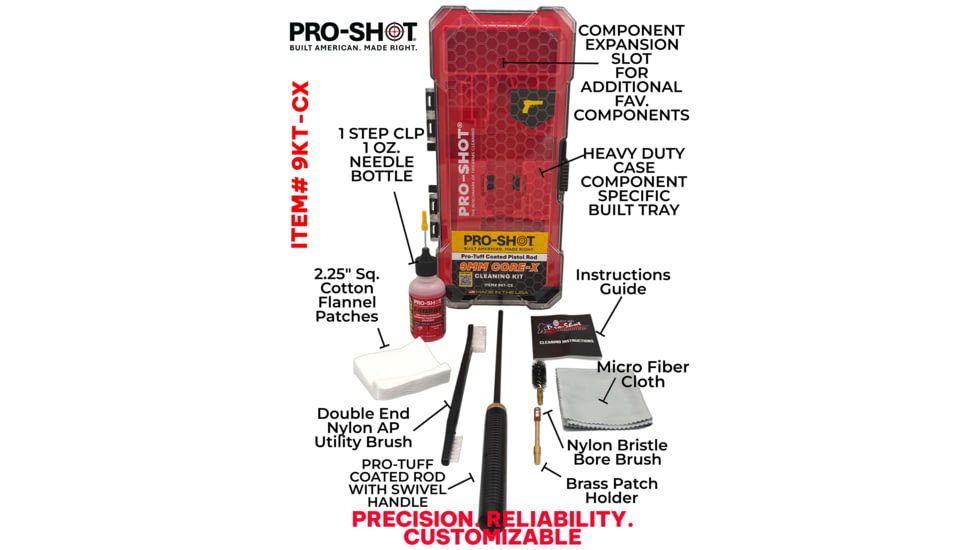Pro-Shot Core X Essentials Pistol Cleaning Kit, 20 Piece, 9mm, 9KT-CX