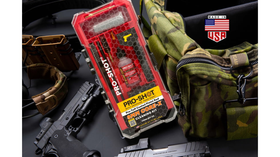 Pro-Shot Core X Essentials Pistol Cleaning Kit, 20 Piece, 9mm, 9KT-CX