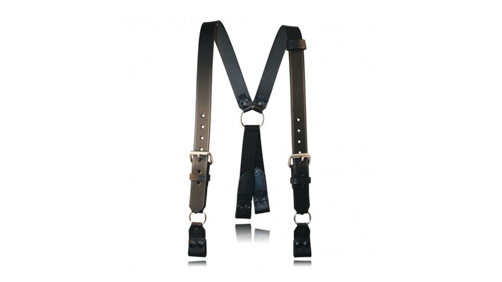 Black Leather Fireman Suspenders for Inside Loop Attachment
