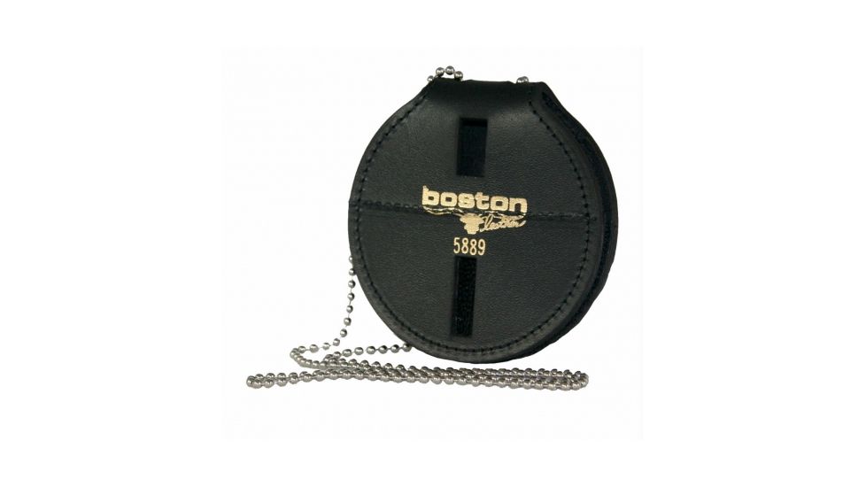 Boston Leather Circle Badge Holder, Hook And Loop Closure, Black - 5889SDX-1