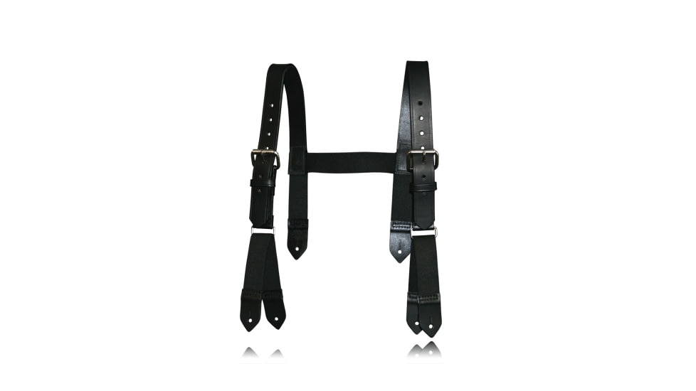 Boston Leather Firefighter's H-Back Suspenders, Button Attachment, Black, 2XL, 9178-1-2X