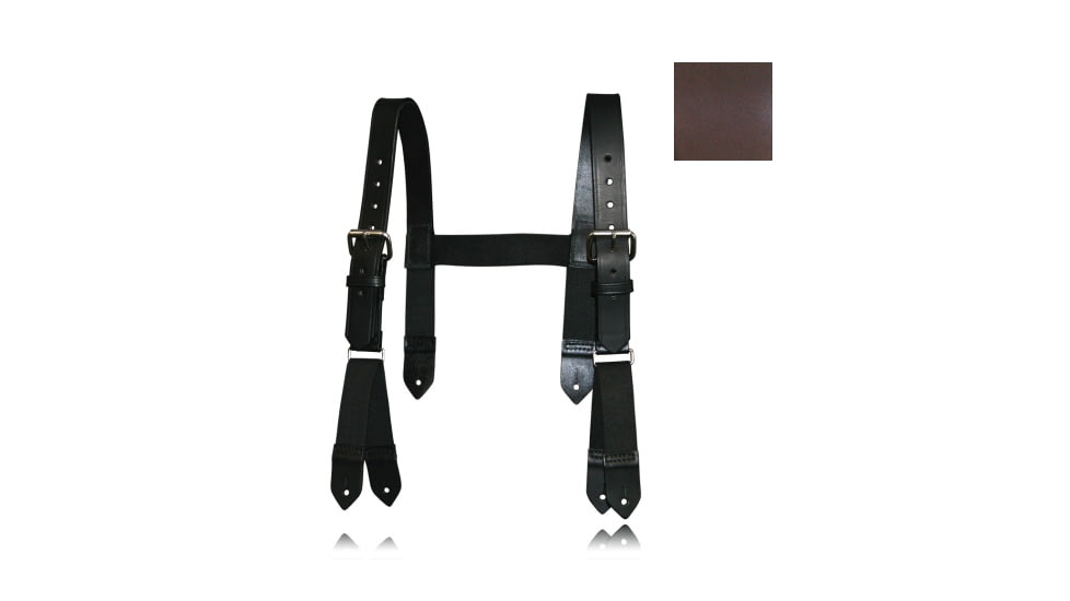 Boston Leather Firefighters H-back Suspenders, Button Attachment, Brown - 9178-BRN-1