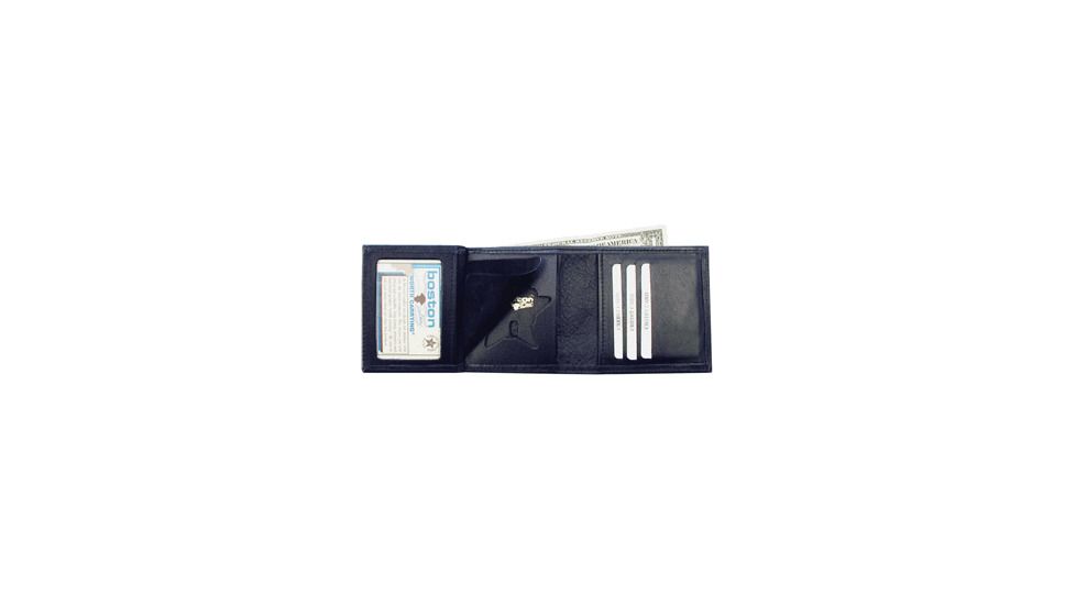 Boston Leather Tri-fold Badge Walletwith Credit - 375-S-4020