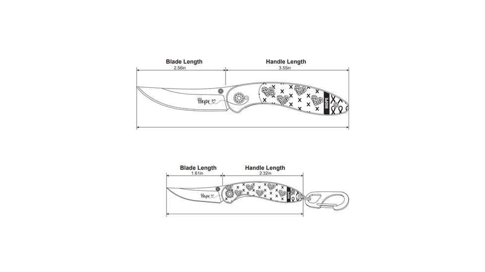 Brighten Blades Love Keychain Folding Knife, 1.6in, 8Cr13MoV Stainless Steel, Clip Point, BB-120