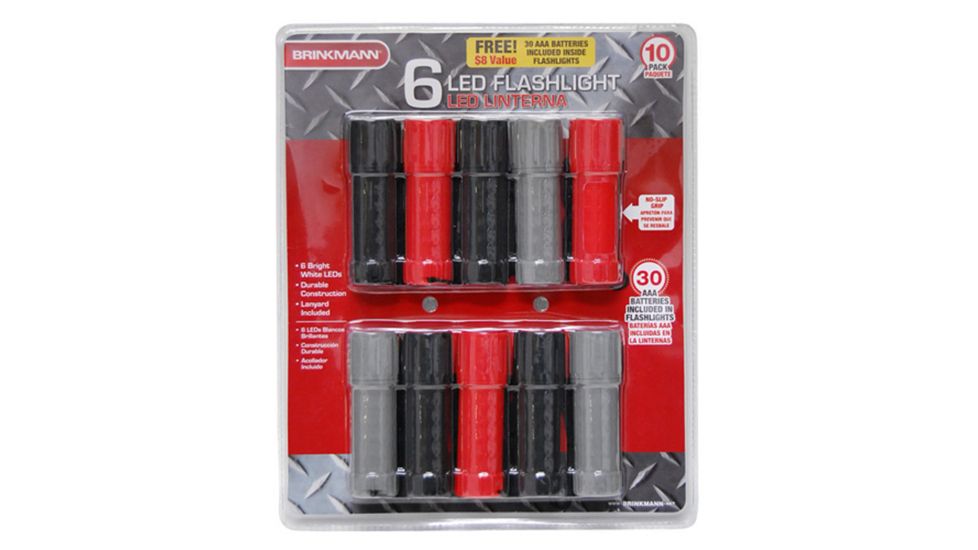 Brinkmann Outdoors 6 LED Plastic Flashlights, 10 Pack 809-9010-S