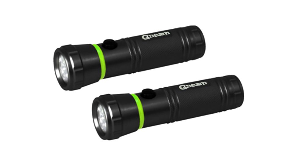 Brinkmann Outdoors Q-Beam Multi-Color LED 29 Lumen Aluminum Flashlight, Black, 6AAA Batteries Included, 2-Pk 809-2712-1