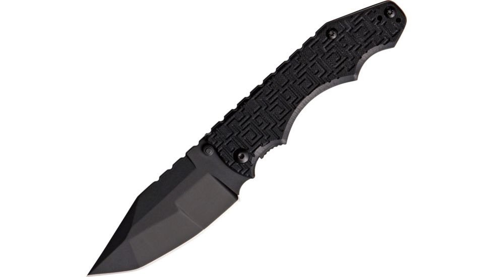 Brous Blades Triple Threat Folding Knife, 3.5in, Black D2 Tool Steel Blade, Black G10 Handle BRB4