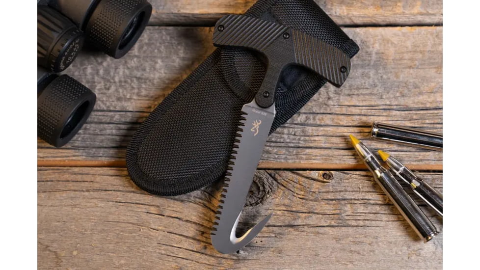 Browning T-Handle Game Reaper Saw, 3.75in, 5Cr15MoV, Saw, Contour-Molded Composite Handle, Black, 322926