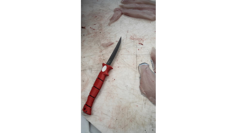 Bubba Blade Tapered Flex Folding Fishing Knife, 7in, TiN-Coated High Carbon Stainless Blade, 8in, Rubber Handle, 1112554