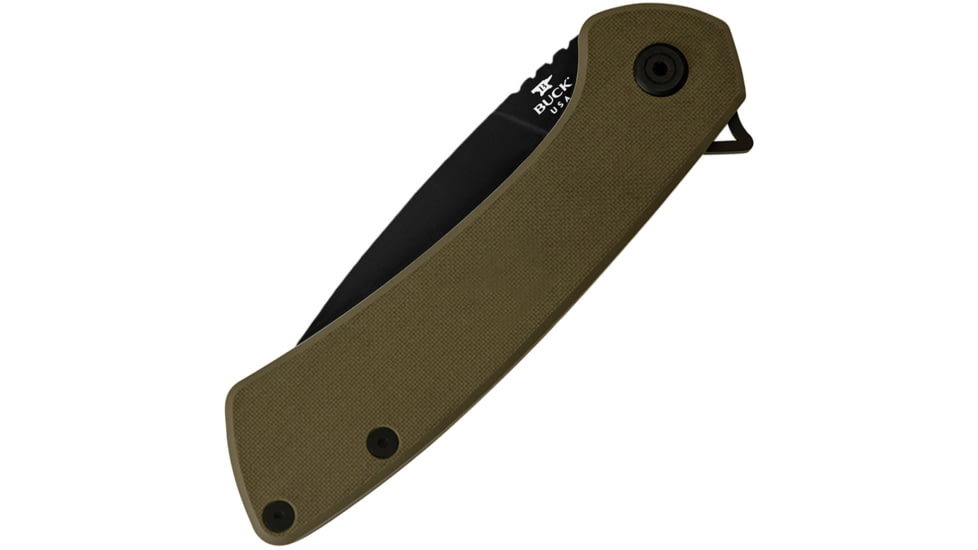 Buck Knives 040 Onset Folding Knife, 3.38 in, 4.38 in Closed, S45VN, Black Cerakote Drop Point Blade, OD Green G10 Handle, 0040GRSB/13425