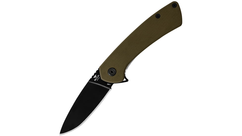 Buck Knives 040 Onset Folding Knife, 3.38 in, 4.38 in Closed, S45VN, Black Cerakote Drop Point Blade, OD Green G10 Handle, 0040GRSB/13425
