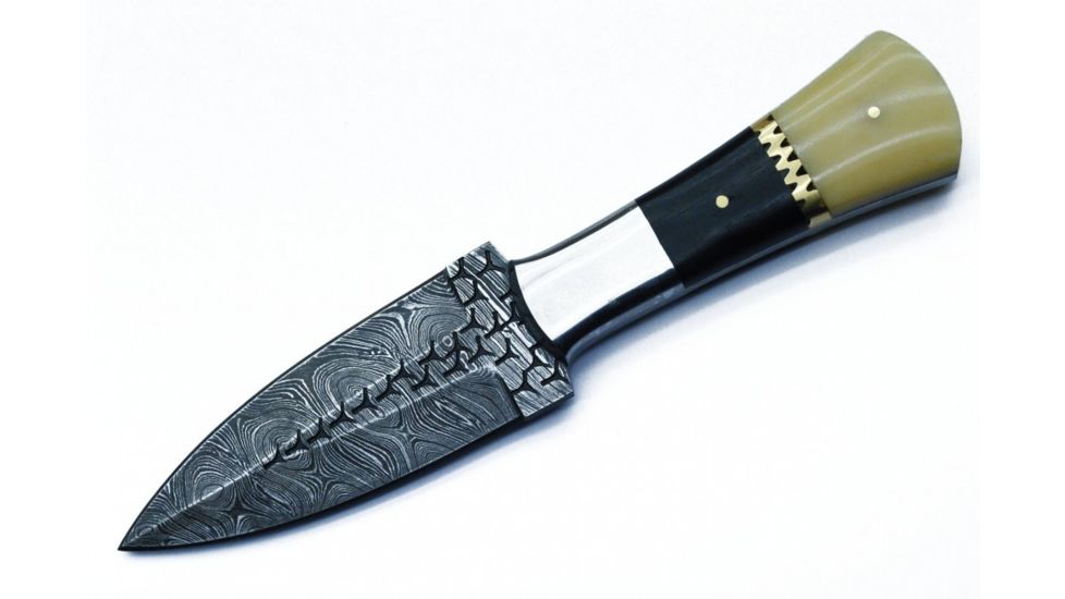 BucknBear Boot Hunter Dagger Fixed Knife, Micarta/Bone Handle, Silver Blade, NSN N BNB15916