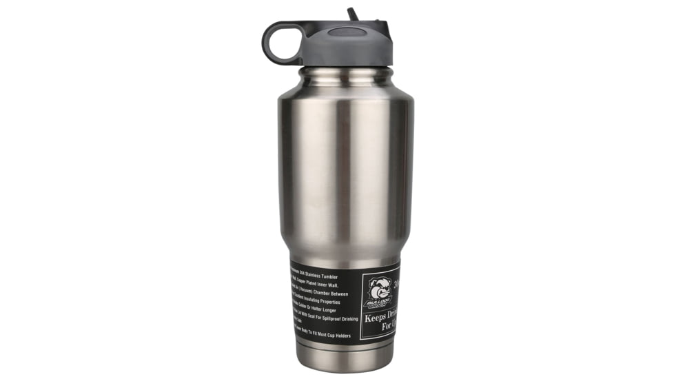 Bulldog Winch 30Oz 304 Stainless Steel Tumbler, Double Wall with Screw-On Flip-Up Straw Lid, Clean, 80052