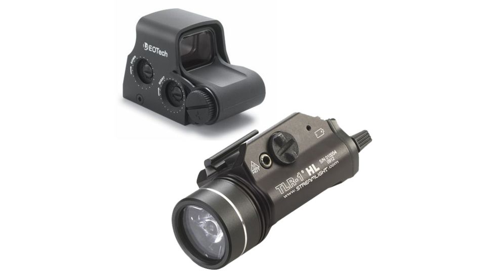 EOTech Transverse Red Dot Sight, 68 MOA Ring w/ two 1 MOA Dot, w/ Streamlight TLR-1 HL, Black, XPS3-2-KIT6