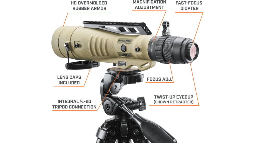 Bushnell 8-40x60 LMSS2 T4 Spotting Scope, Rail, Flat Dark Earth, ET884060T
