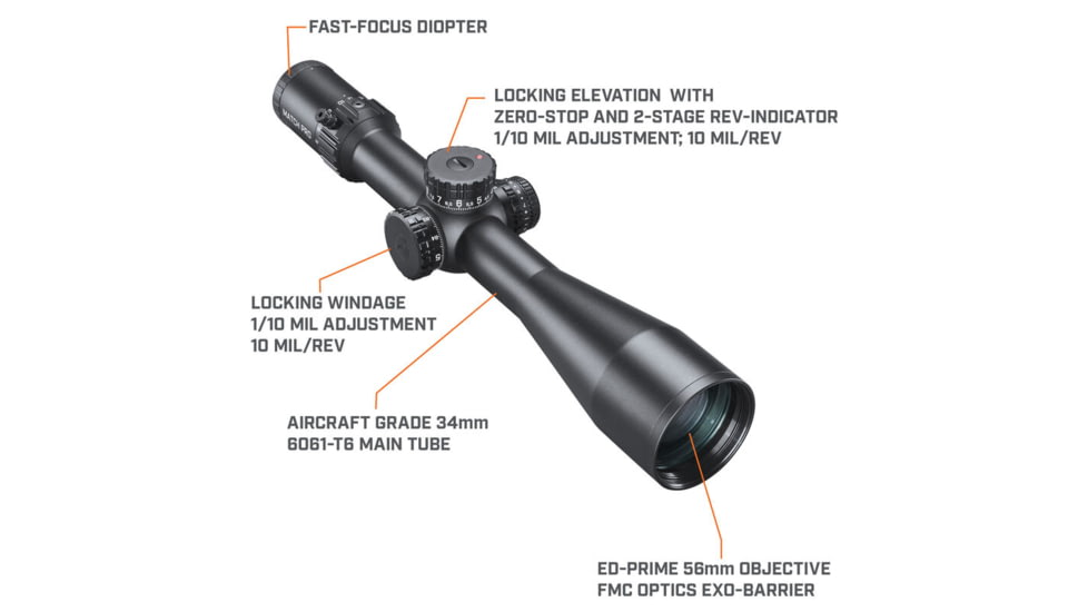Bushnell Match Pro ED 5-30x56mm Rifle Scope, 34mm Tube, First Focal Plane, MRAD, DM2 Reticle, Black, small, MP53056DMI