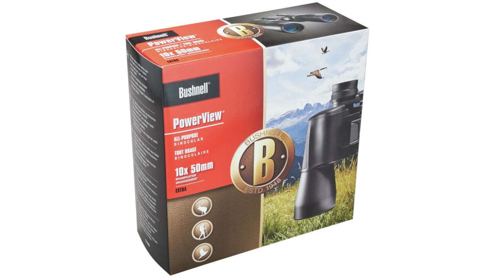 Bushnell PowerView WA 10x50mm Porro Prism Binoculars, Box Pack, Black, 131056