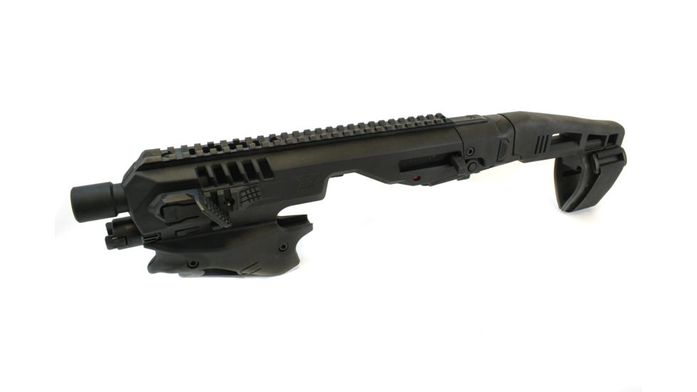 CAA Glock MCK - Advanced Micro Conversion Kit, Glock 17/19/19X/22/23/31/32/45, Front &amp; Rear Sights, Thumb Rest, 500 Lumens Light, One Point Sling, Sling Mount, Black, Long Stabilizer, MCKA