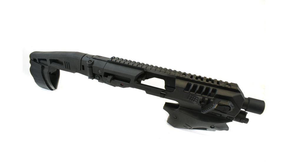 CAA Glock MCK - Advanced Micro Conversion Kit, Glock 17/19/19X/22/23/31/32/45, Front &amp; Rear Sights, Thumb Rest, 500 Lumens Light, One Point Sling, Sling Mount, Black, Long Stabilizer, MCKA