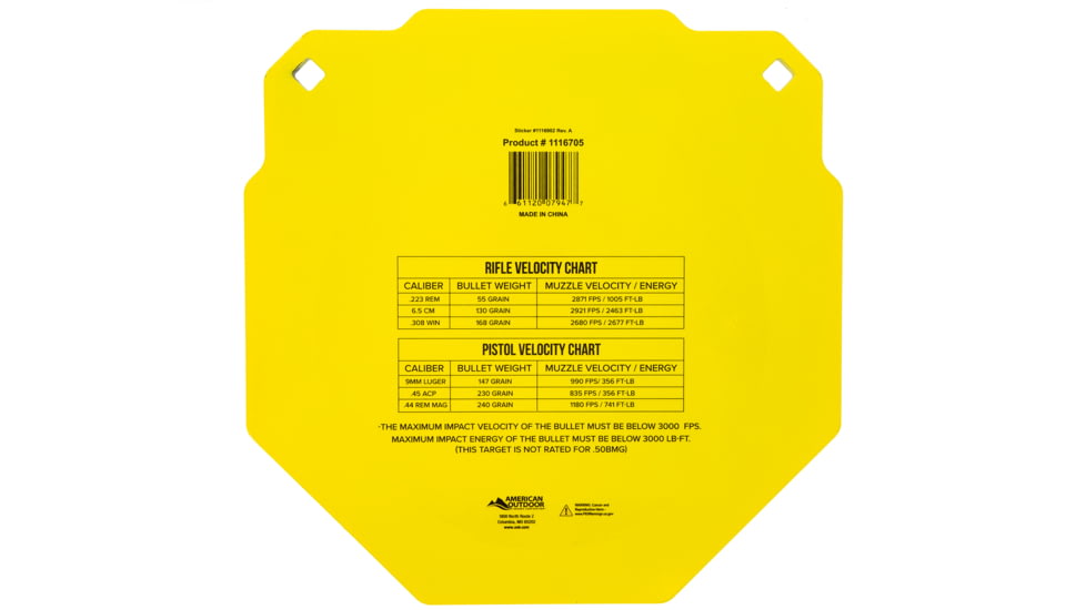 Caldwell AR500 Targets, 13in Octagon, Yellow, 1116695