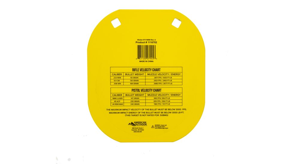 Caldwell AR500 Targets, 8in Caldwell C, Yellow, 1116703