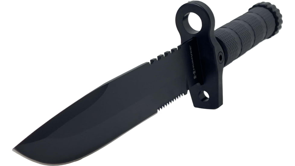 Campco Humvee Survival Knife, 7.50in, Stainless Steel, Fixed Sawback Plain Black Blade, OD Green Textured Rubber Handle, HMV-KFXB-01