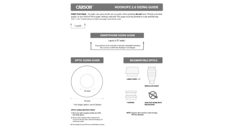 Carson HookUpz 2.0 Smartphone Optics Adapter w/ Case, Black, 4 x 1.75 x 4.5 IS-200