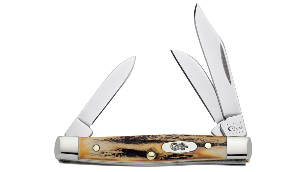 Case 5333 SS Burnt Stag Small Stockman  Clip, Sheepfoot and Pen BladesFolding Knife, Genuine Burnt Stag Handle, 2 5/8 00178