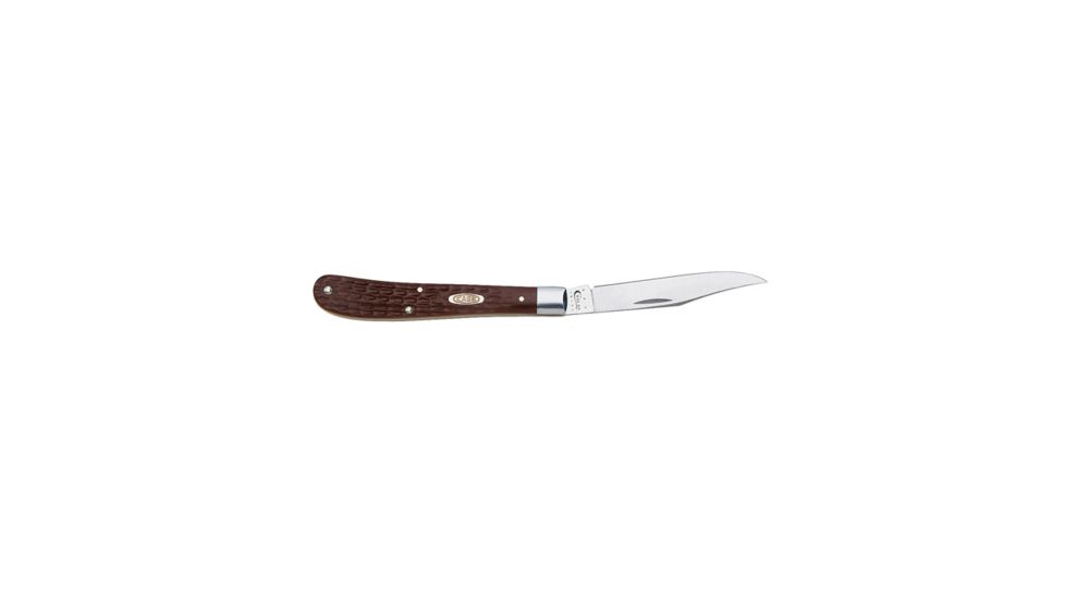 Case 61048 SS Brown Synthetic Barehead Slimline Trapper  Clip Blade Folding Knife, Jigged Brown Synthetic Handle, 4 1/8 00135