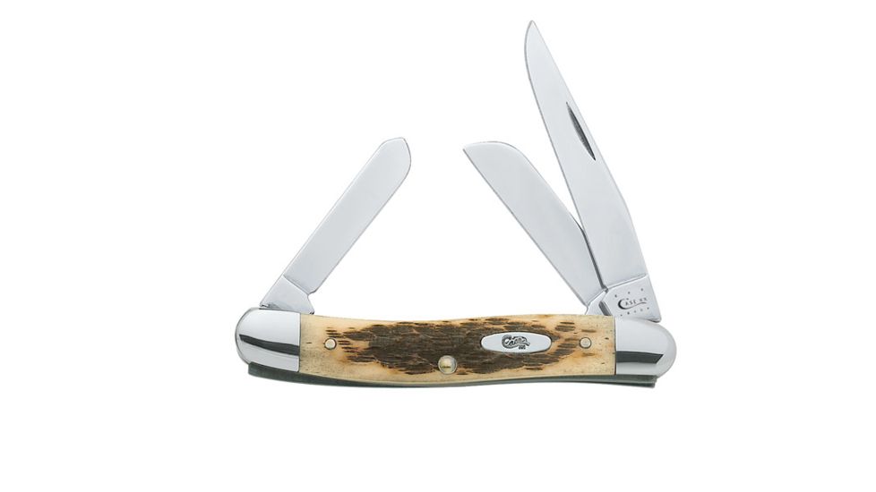 Case 6318 CV Amber Bone CV Medium Stockman, Clip, Sheepfoot and Spey Blades 00039