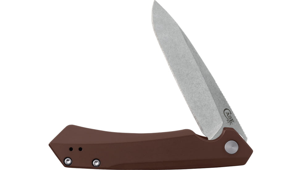Case Kinzua Folding Knife, 4.75in Closed, S35VN, 3.35in Stonewash Tanto Blade, Brown Smooth Aluminum Handle, 64692