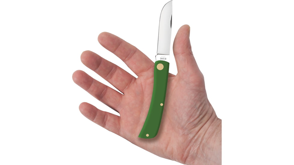 Case Sod Buster Jr Green Synthetic Folding Knife, 3.63in Closed, Mirror Skinner Blade, Green Smooth Synthetic Handle, 53395