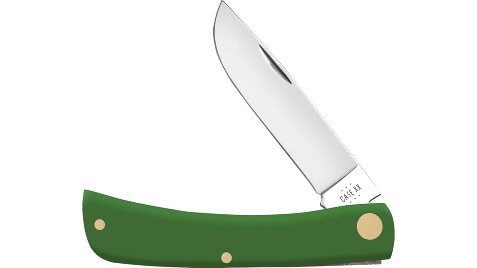 Case Sod Buster Jr Green Synthetic Folding Knife, 3.63in Closed, Mirror Skinner Blade, Green Smooth Synthetic Handle, 53395