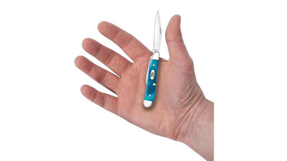 Case Caribbean Blue Bone - Sawcut Jig Peanut Folding Knive, Surgical Steel Clip and Pen Blades, Caribbean Blue Bone Handle, 2.875in Closed, 25596