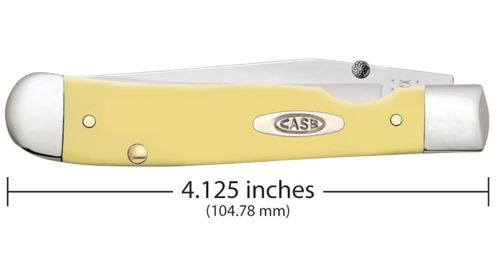 Case Kickstart TrapperLock Folding Knife, 4.13 in, Tru-Sharp Surgical Steel, Yellow Synthetic Handle, 81094