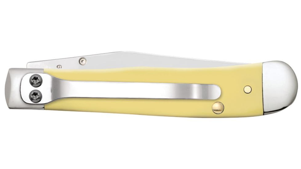 Case Kickstart TrapperLock Folding Knife, 4.13 in, Tru-Sharp Surgical Steel, Yellow Synthetic Handle, 81094