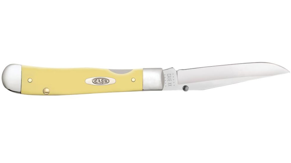 Case Kickstart TrapperLock Folding Knife, 4.13 in, Tru-Sharp Surgical Steel, Yellow Synthetic Handle, 81094