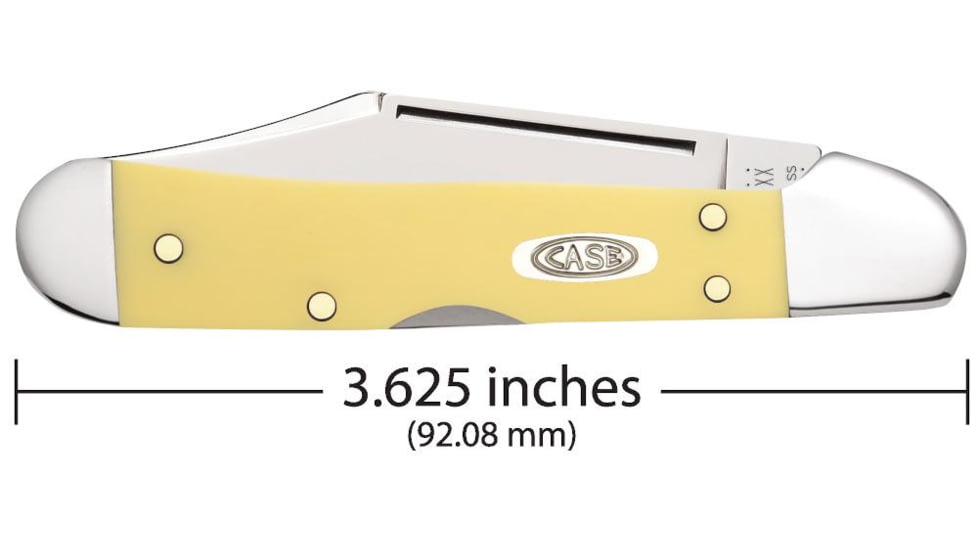 Case Mini CopperLock Folding Knife, 3.63 in, Chrome Vanadium Steel, Yellow Synthetic Handle, 30116