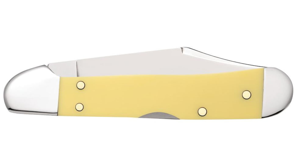 Case Mini CopperLock Folding Knife, 3.63 in, Chrome Vanadium Steel, Yellow Synthetic Handle, 30116